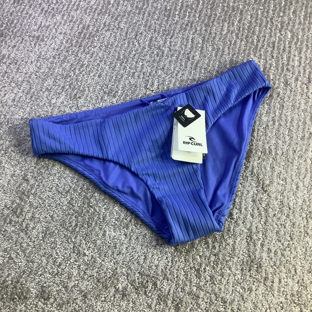 Rip Curl Premium Surf Full‎ Pant Ribbed Bikini Bottoms Ocean Blue Size L NWT
